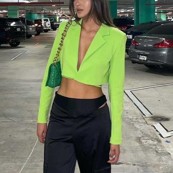 Vibrant Green Women's Wrap Top - Picture 3 of 4